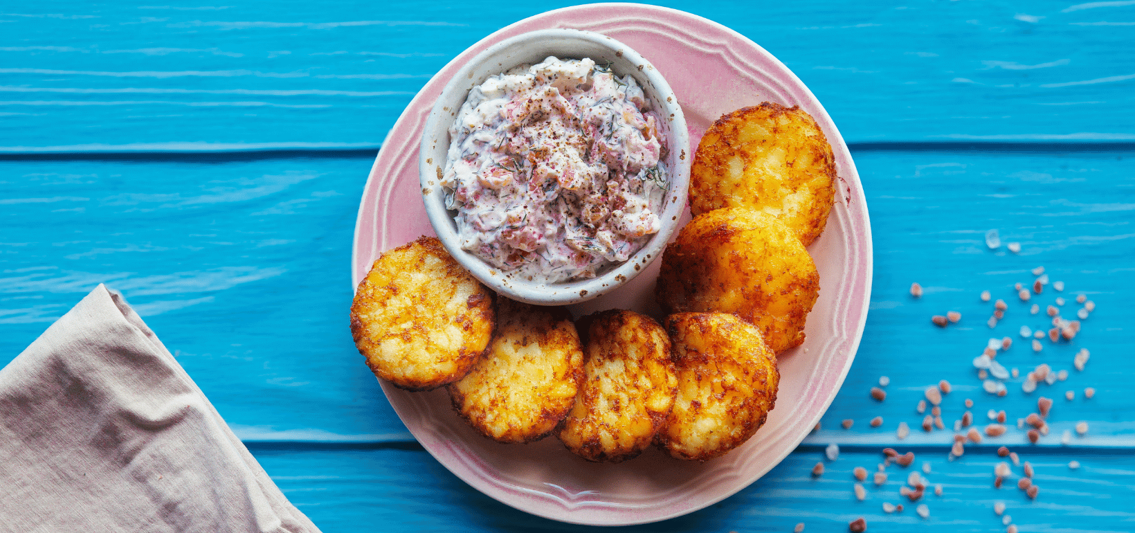 Картофени палачинки Rösti Rondjes с кремообразен пастет от сьомга и копър
