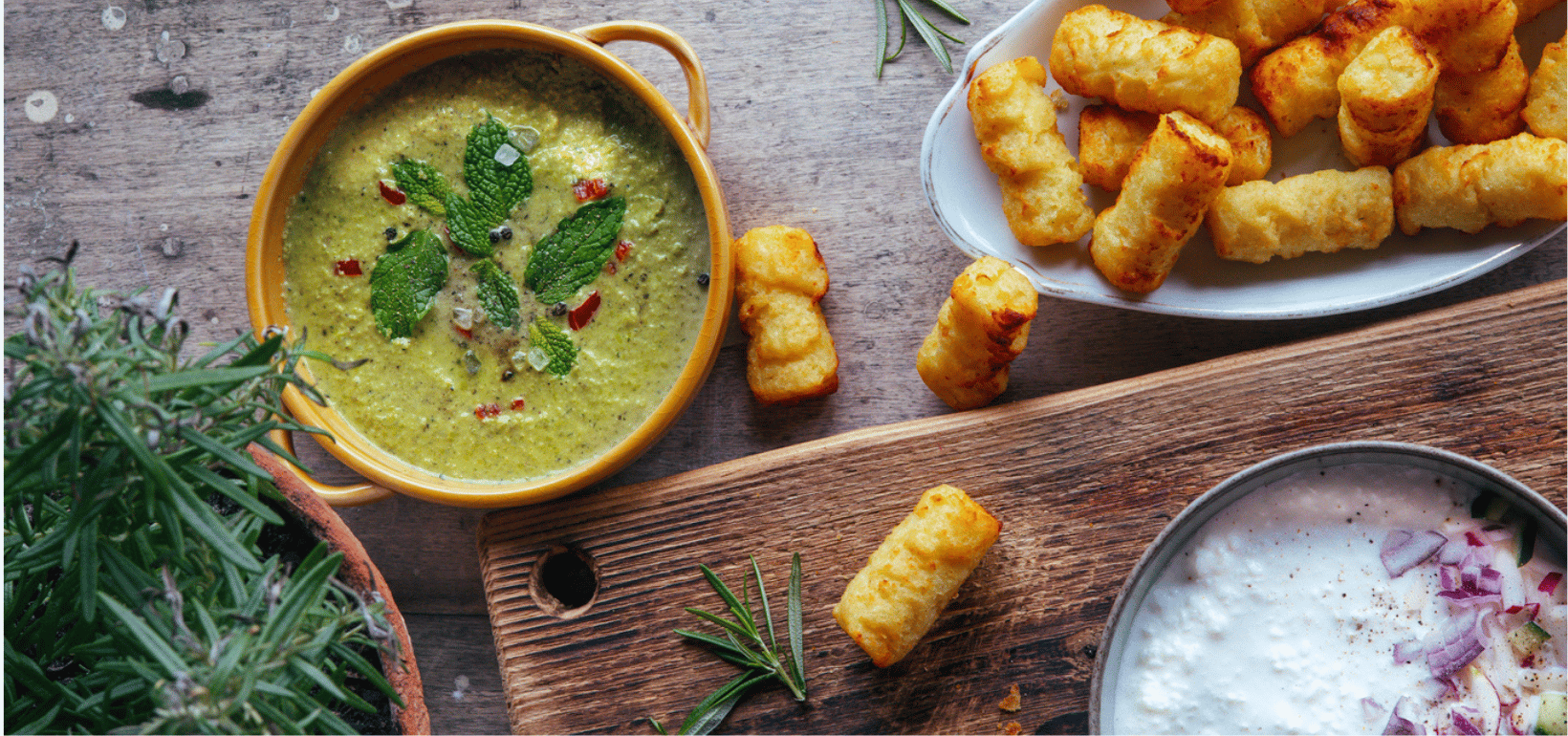 Хрупкави крокети от картофено пюре Pom’ Croquettes със свежа пролетна разядка от извара